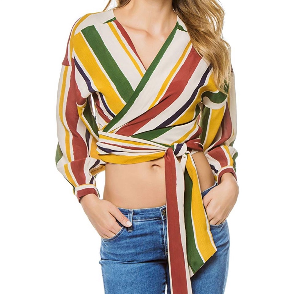 V-Neck Long Cuff Sleeve Crop wrap
